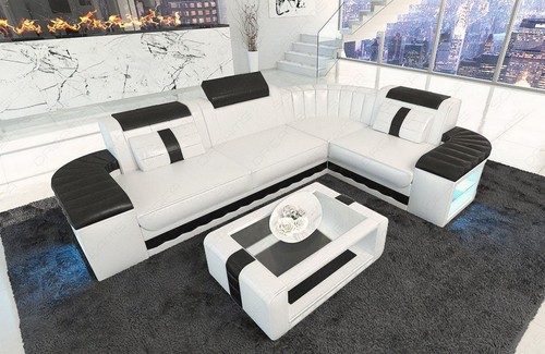 Corner sofa real leather - sofa,