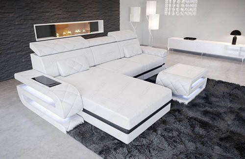 Leather corner sofa - corner, modern