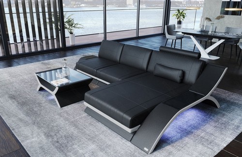 Corner sofa - , leather