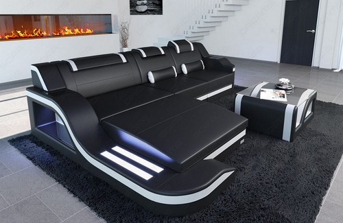 Leather couch palermo shape - couch, l