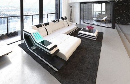 Leather corner sofa - sofa, couch